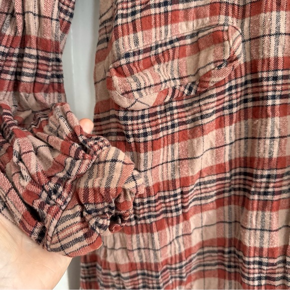 Free People Victorian Red Brown Plaid Jacket XS - Picture 7 of 9